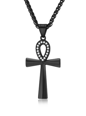 简约埃及安卡镶钻项链复古生命之符吊坠轻奢高级感百搭锁骨链饰品