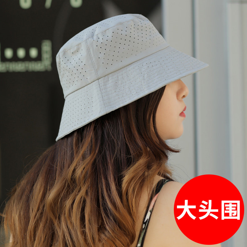 渔夫帽女大头围夏季透气大码大号加大帽子夏天潮62cm超大网眼网帽