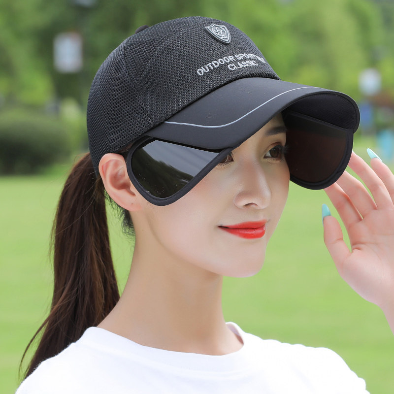 遮阳帽女士伸缩黑色薄款太阳帽图片