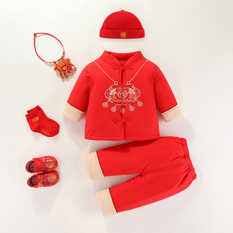 男宝宝一周岁宴礼服男孩新年过年拜年衣服秋冬季婴儿百天唐装套装