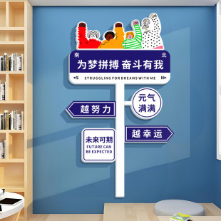 班级布置教室装 饰文化墙贴高考创意路牌励志标语贴纸班级氛围布置