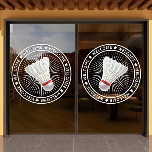 羽毛球玻璃门定制时间贴纸