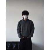 X1617 美式 复古cleanfit翻领重磅毛衣男秋冬高级感通勤上衣M1359