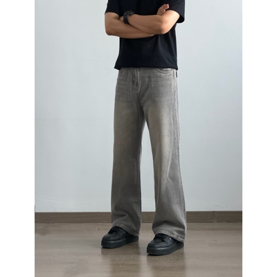X1617显高水洗灰色牛仔裤直筒裤