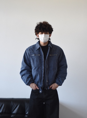 X1617 冬季美式复古水洗翻领牛仔棉服外套加厚保暖棉衣男女MY124