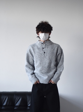 X1617 美式复古假两件亨利开衫毛衣通勤高质量上衣简约外套M1360