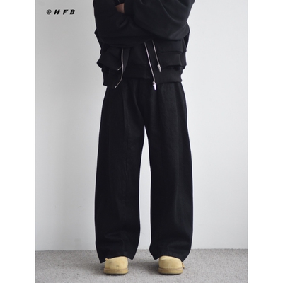 X1617水洗原牛宽松直筒牛仔裤