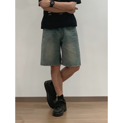 x1617直筒宽松做旧牛仔短裤