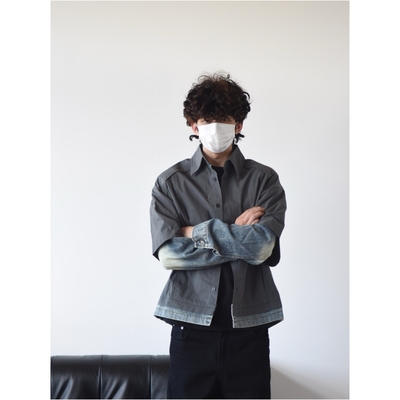 X1617牛仔拼接假两件重磅外套男