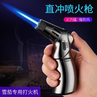 新款创意台式手握式喷枪大火力高温蓝焰直冲金属充气雪茄打火机