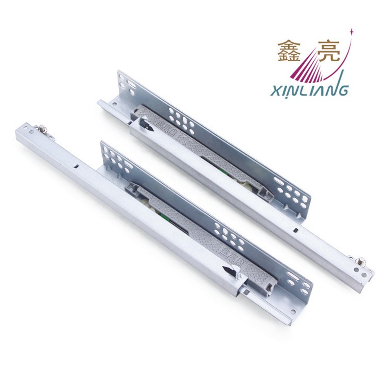 托底隐藏b式导轨 二节自吸阻尼静音缓冲轨道滑道橱柜滑轨家具五金