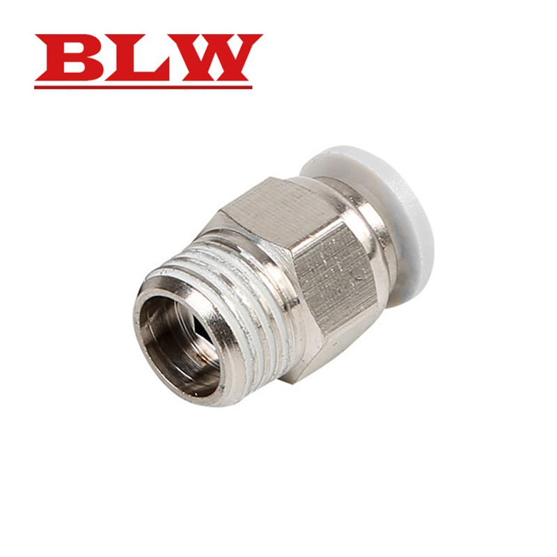 气动接头外螺纹直通PC8-01/02B/0304气管快插铜镀镍快速气管接头