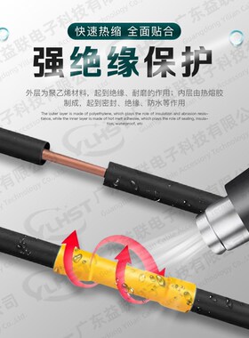 新能源铜排热缩管橙色 汽车电池热缩绝缘套管 线束VO级橙色热缩管