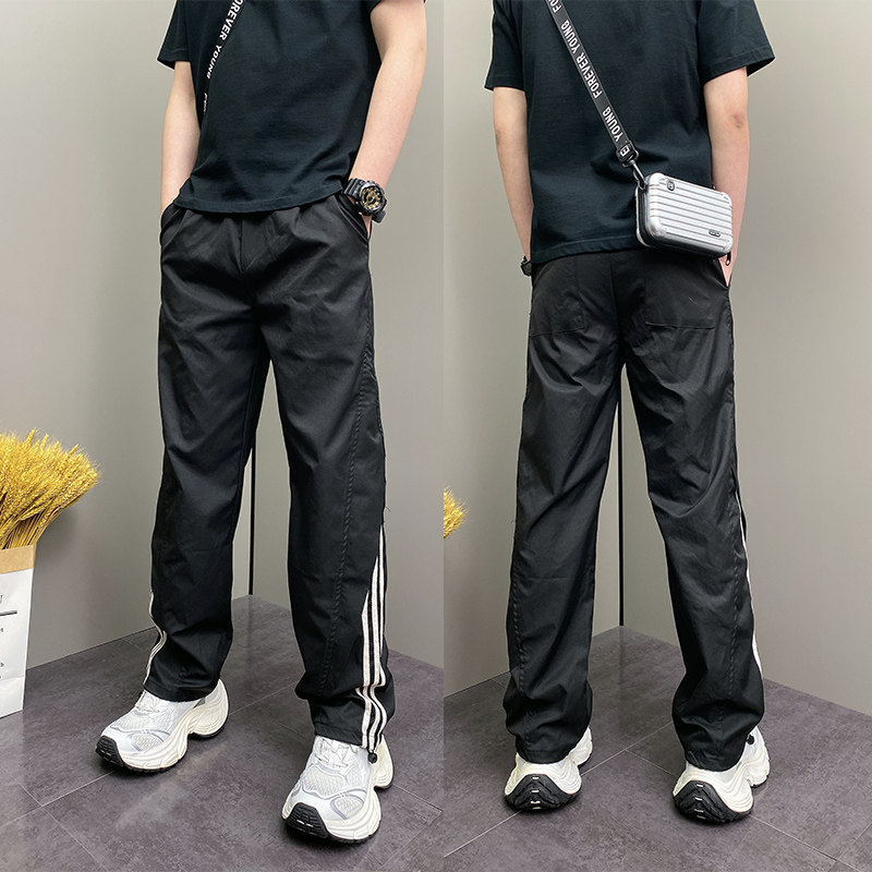 2026年春夏季潮流韩版痞帅宽松哈伦条纹设计高级男士休闲长裤子男