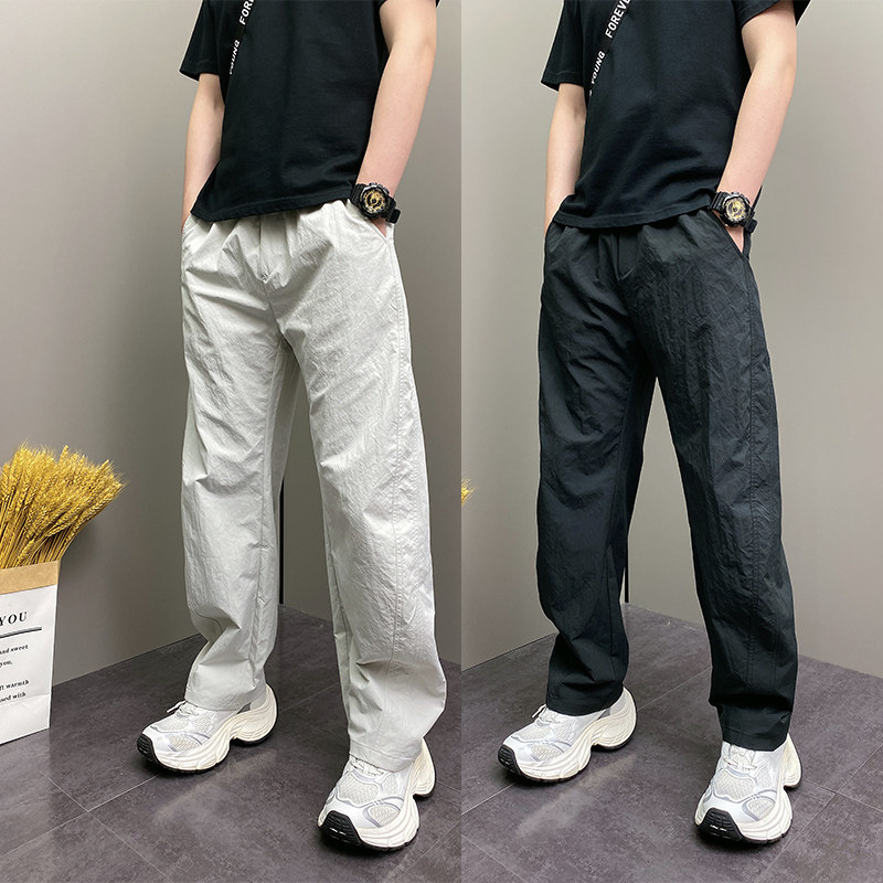 夏季薄款原创2026年痞帅宽松哈伦裤青年男士休闲纯色休闲长裤子男