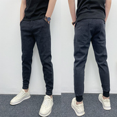 百搭水洗牛仔裤 条纹小脚修身 束脚时尚 春秋潮流韩版 束脚休闲牛仔裤