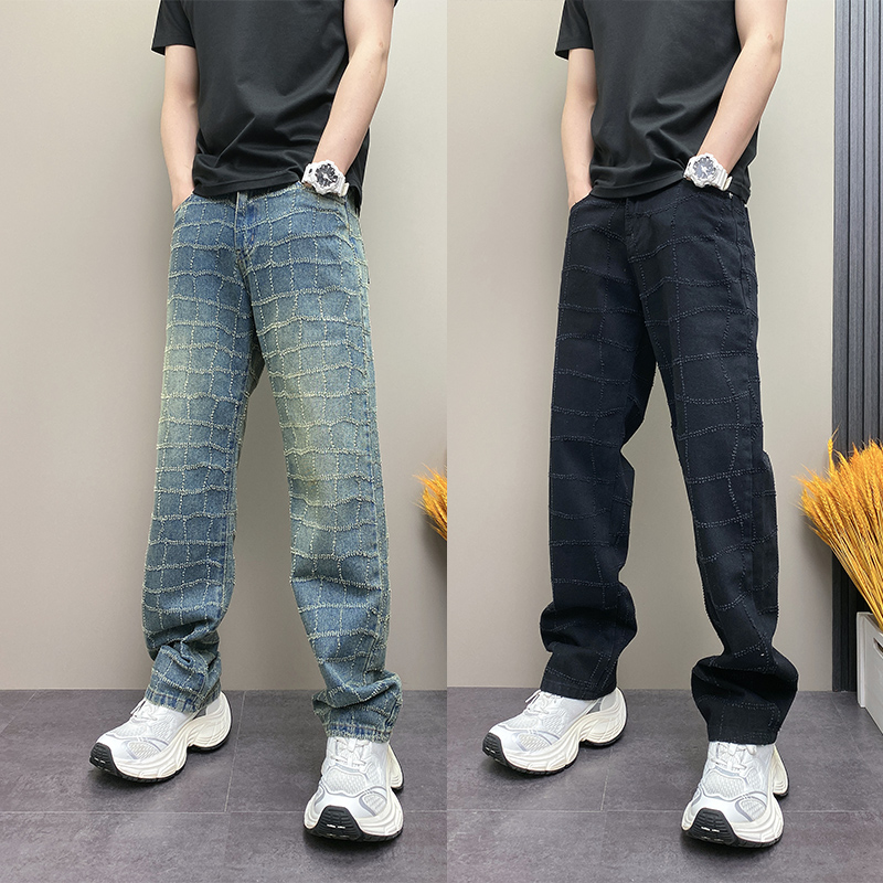 春夏复古潮流韩版个性满印牛仔裤