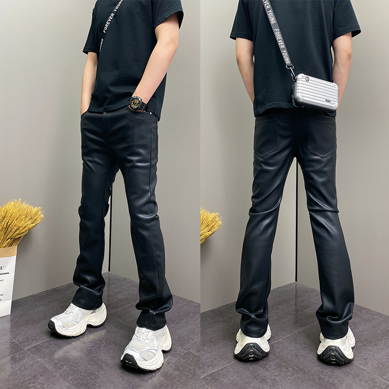 秋冬季时尚PU亮面百搭直筒长裤