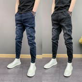 春秋季 束脚束脚百搭潮流高级休闲小脚水洗牛仔裤 男士 潮牌百搭修身