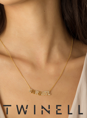 Twinell项链 ENROUTE字母锆石镶颈链个性时尚ins风女礼物