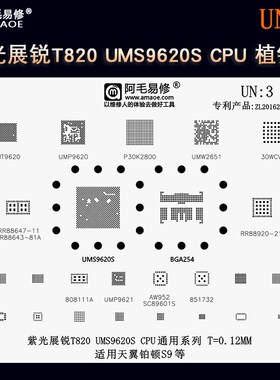 紫光展锐T820 UMS9620S CPU系列通用植锡网 天翼铂顿S9植球钢网