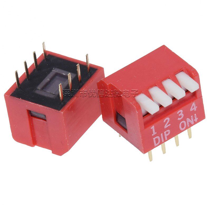 2.54间距拨码开关DPL-01/2/3/4/5/6/7/8/10/12位红蓝色侧拨式拨动