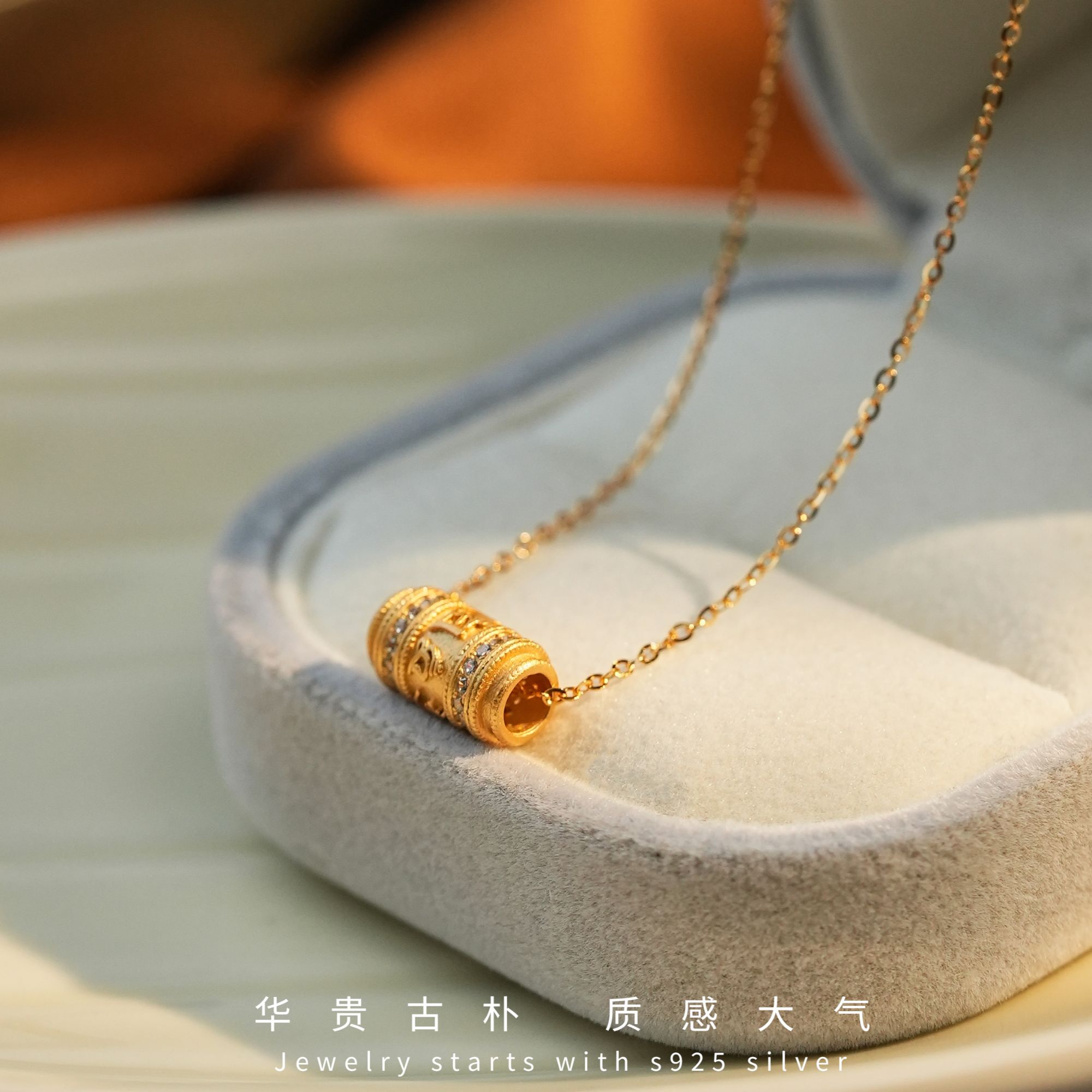 真言护佑古法微镶项链高级感饰品