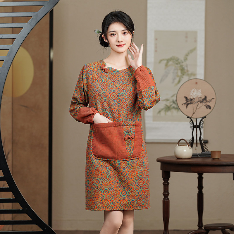 中式围裙新款防污家用纯棉罩衣女士时尚秋冬羽绒服高颜值高端护衣,家庭/个人清洁工具,围裙,淘宝优惠券,粉丝福利购,淘宝优惠卷