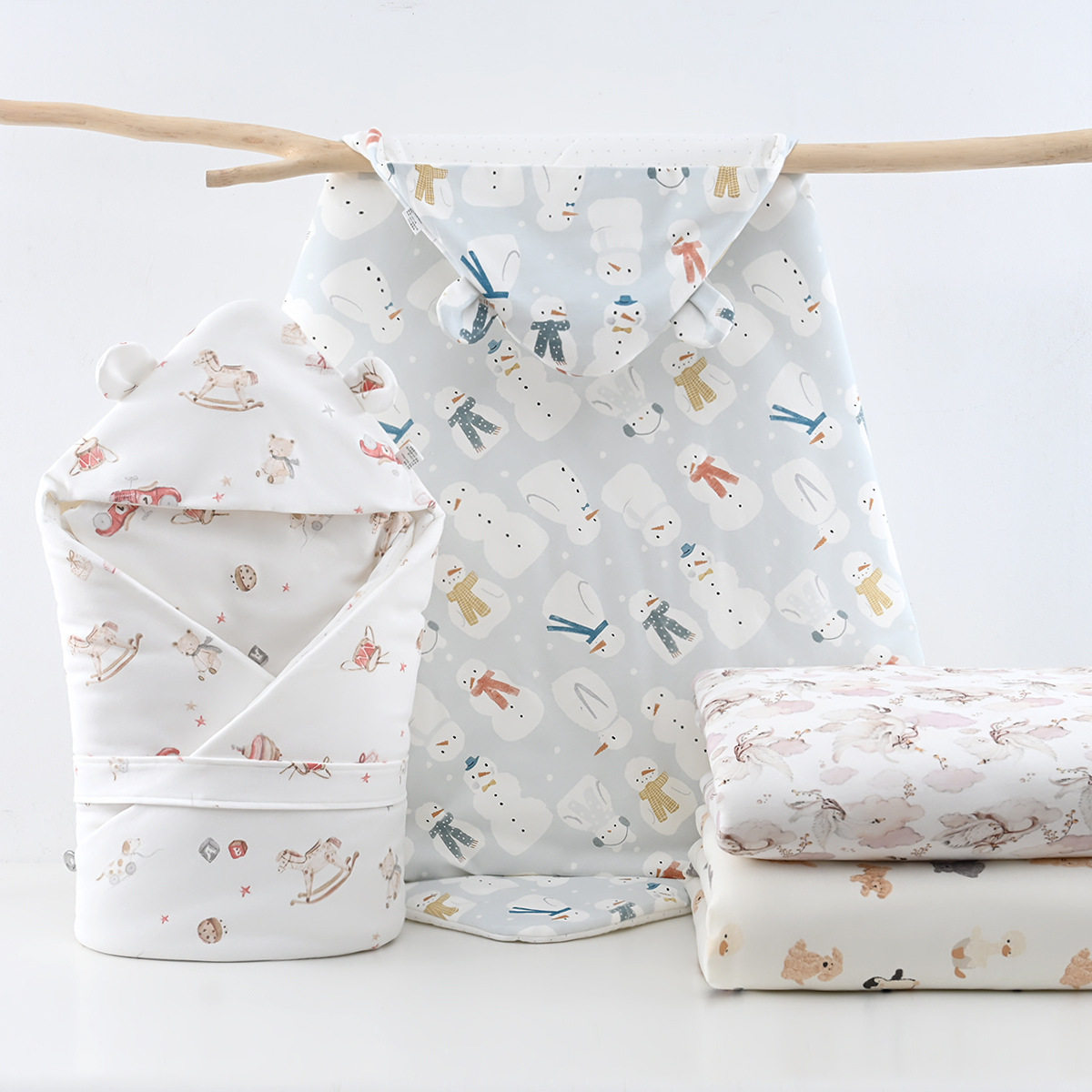 初生婴儿抱被新生儿包被春秋薄棉宝宝被子襁褓宝宝加棉包巾