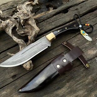 户撒手工非遗传承大师锻打黑檀木•狩猎刀手工工艺制作未开刃收藏