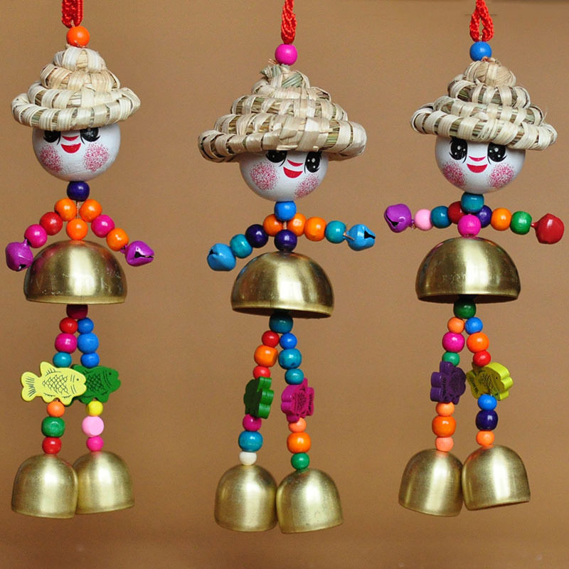 云南丽江东巴草帽驼铃人风铃民族风汽车挂饰包挂饰风铃