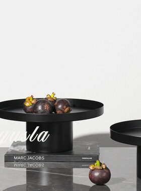 简约轻奢黑色金属高脚果盘摆件售楼处样板间家居桌面收纳果盆摆设