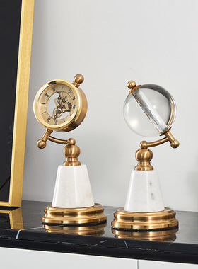 欧式轻奢钟表座钟美式奢华复古创意办公室台钟酒柜家居摆件装饰品