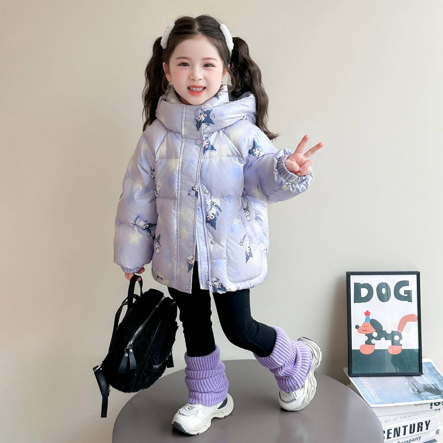 三丽鸥羽绒服库诺米酷洛米骷髅米冬款儿童加绒加厚保暖棉衣不透风