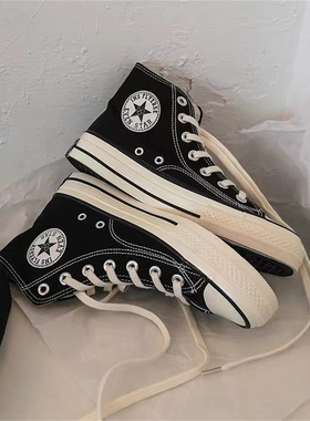 官网1970s经典款女鞋限定网红男鞋高帮板鞋黑色百搭情侣帆布鞋女