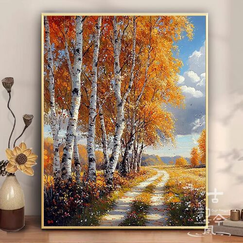 【白桦林】印花十字绣2025新款满绣客厅风景刺绣手工钻石画点贴砖