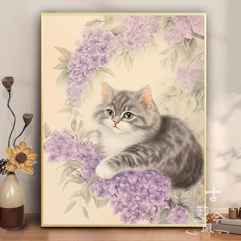 【紫藤花猫咪】十字绣满绣2025新款动物刺绣手工钻石画diy高颜值
