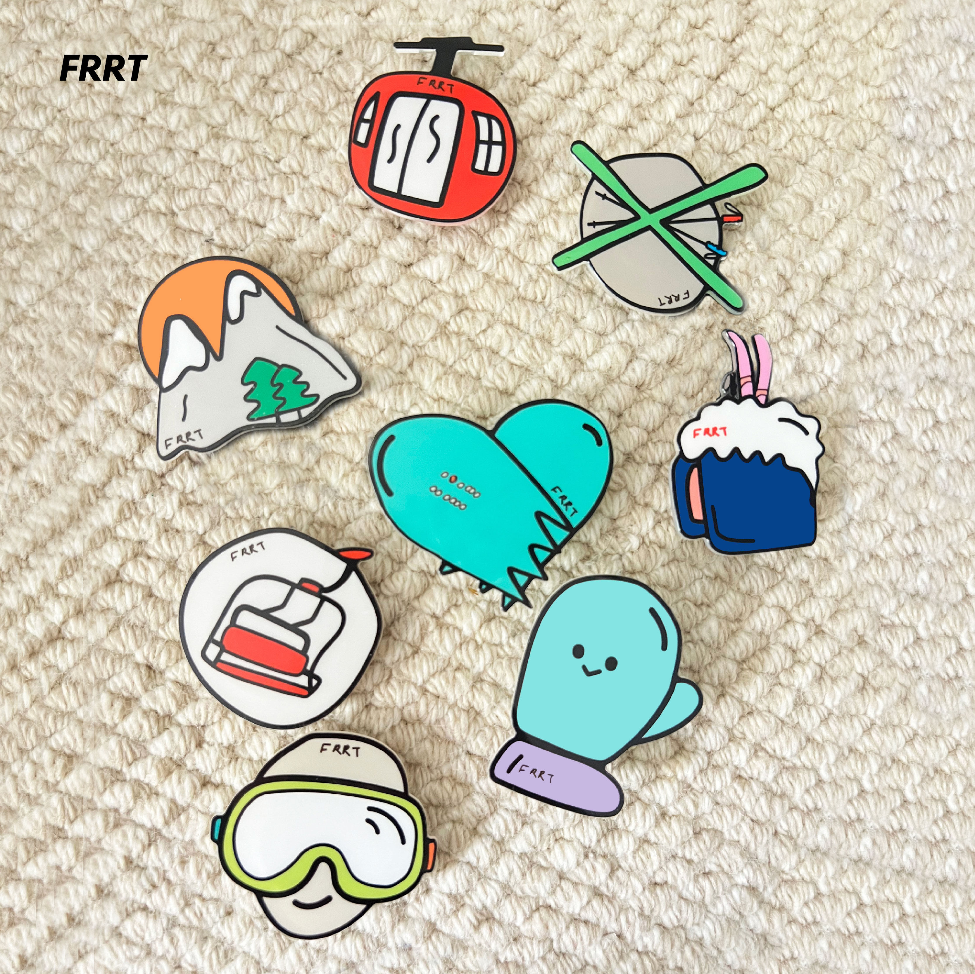 FRRT原创设计 滑雪风 简约卡通伸缩气囊支架手机通用型桌面支撑