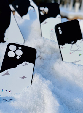 FRRT原创设计 Backcountry Skiing 单双板AT登山滑雪液态硅胶黑色手机壳适用于13promax华为Mate