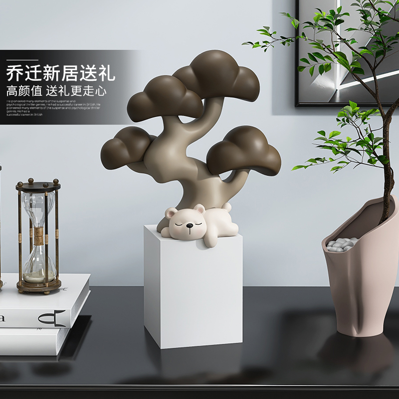 可爱发财树摆件家居装饰品酒柜玄关办公室工位前台开业乔迁礼物