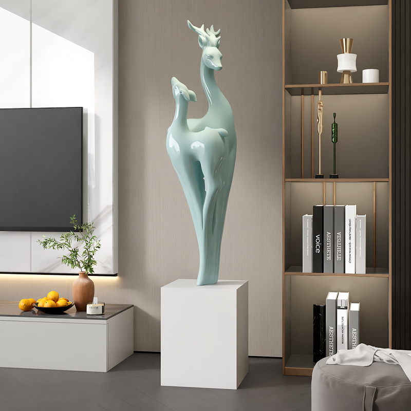 大型高级感福鹿落地摆件开业礼物客厅家居饰品电视柜乔迁新居雕塑