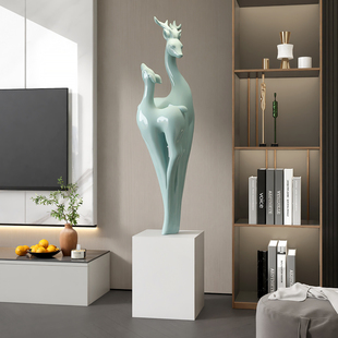 大型高级感福鹿落地摆件开业礼物客厅家居饰品电视柜乔迁新居雕塑