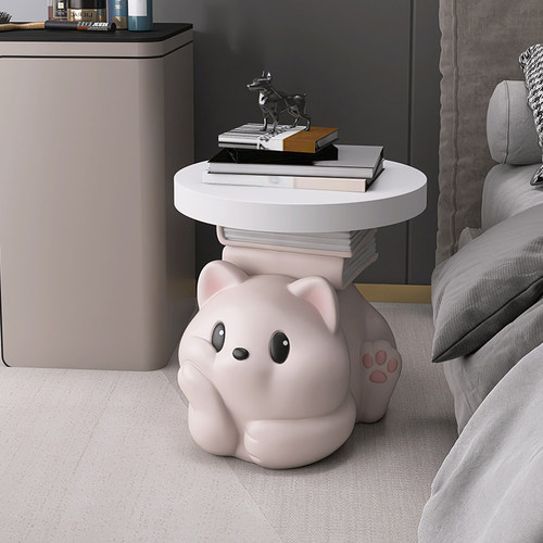 韵灿奶油风猫咪落地茶几