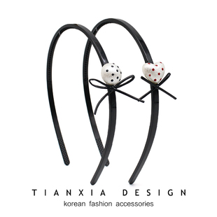 韩国儿童银色圆球爱心波点细发箍宝宝带齿轮防滑头箍女童刘海发卡