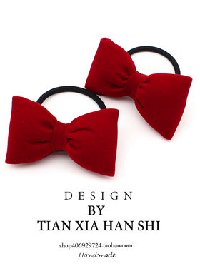 儿童新年丝绒充绒蝴蝶结发圈女孩高弹力发圈扎丸子头马尾女童头饰