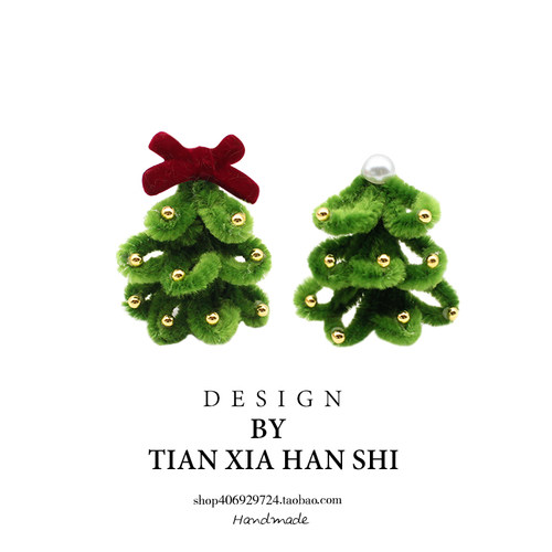 圣诞节拍照发夹儿童圣诞树侧边刘海发卡女童公主立体树蝴蝶结头饰