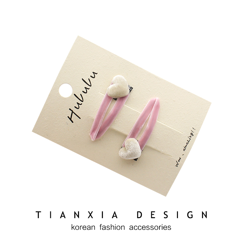 韩国儿童秋冬丝绒爱心BB夹宝宝刘海碎发夹简约发卡对夹女童头饰潮