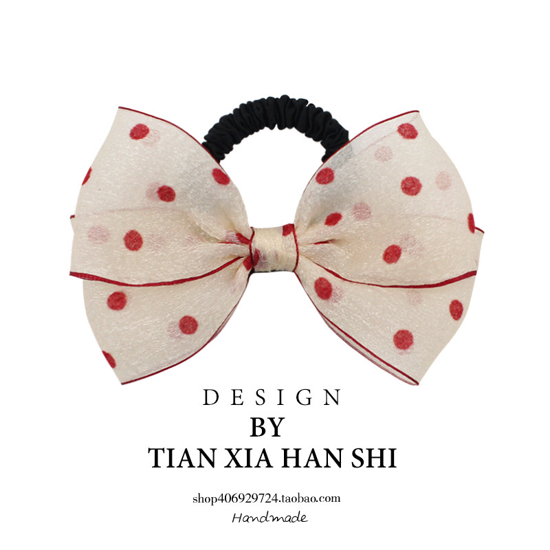 韩国儿童波点蝴蝶结发绳女童公主后脑勺气质发饰简约高弹力头绳新,童装/婴儿装/亲子装,发饰,淘宝优惠券,粉丝福利购,淘宝优惠卷