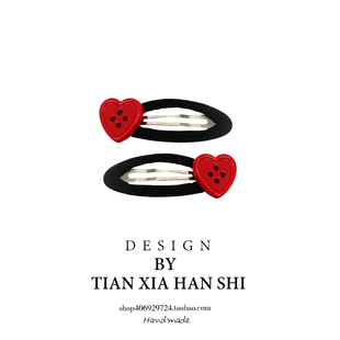 韩国儿童爱心纽扣发夹宝宝侧边刘海布艺发卡不伤发bb夹简约头饰潮