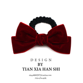 韩国儿童扎高马尾丝绒大蝴蝶结发圈女童公主红色大肠圈不伤发头饰